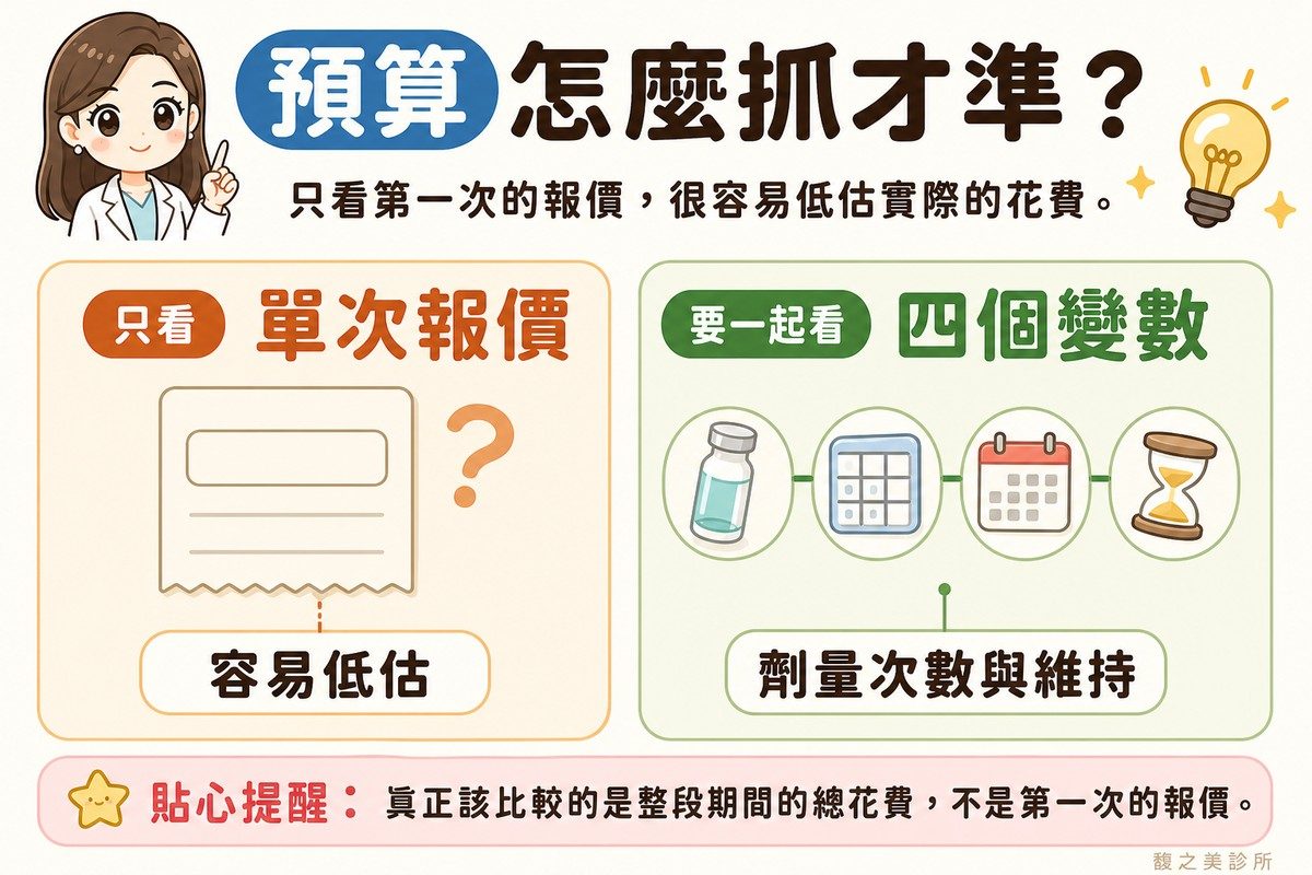 評估膠原蛋白針的花費時，只看單次報價容易低估