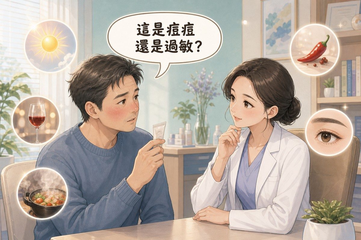 酒糟最常被當成痘痘或過敏,而這兩種處理都會讓它更糟