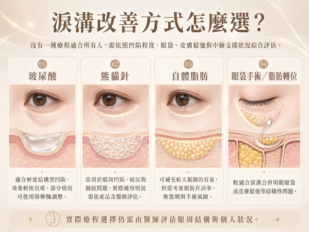 淚溝醫美的改善方式:玻尿酸、熊貓針與手術比較
