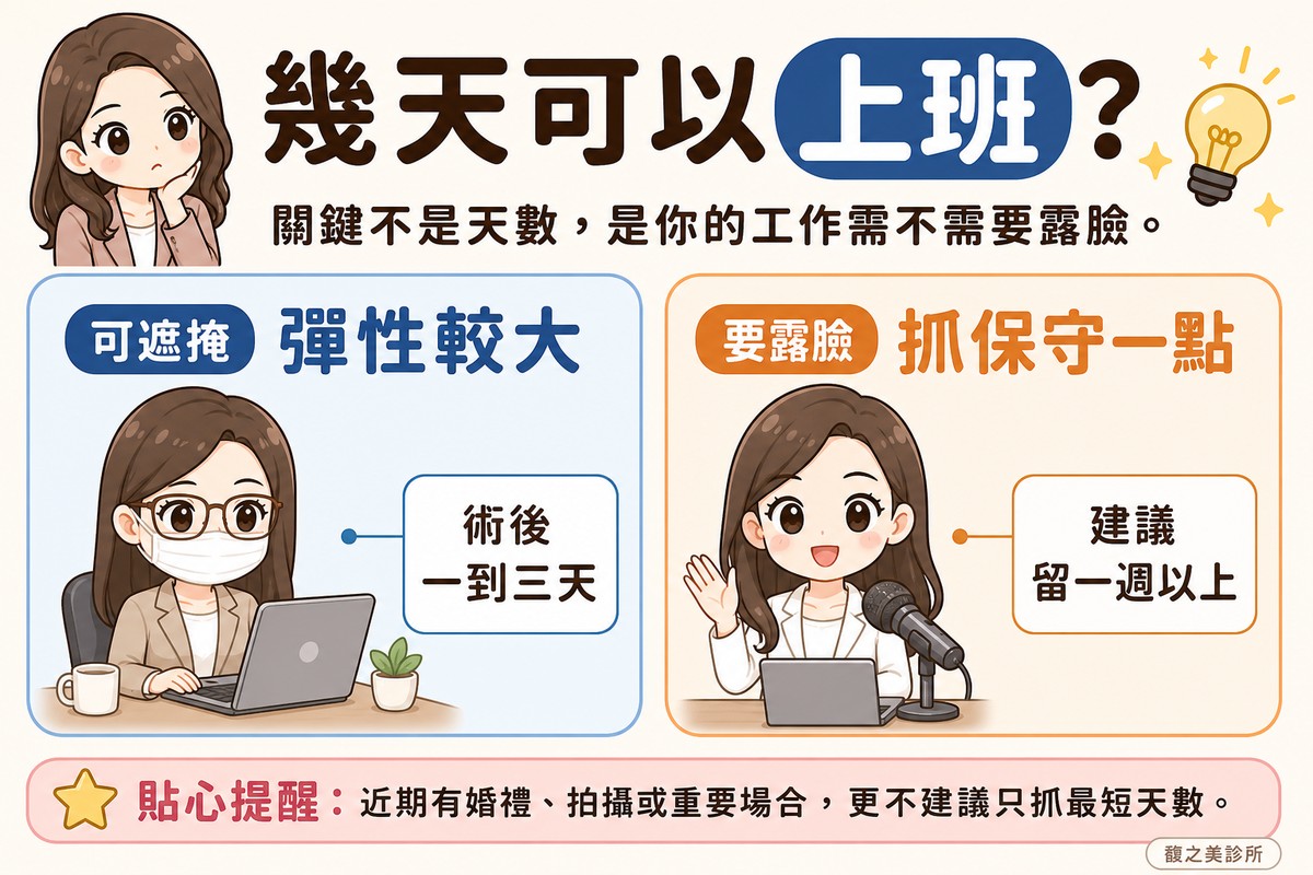 淚溝補脂後幾天可以上班，關鍵不是天數而是工作型態