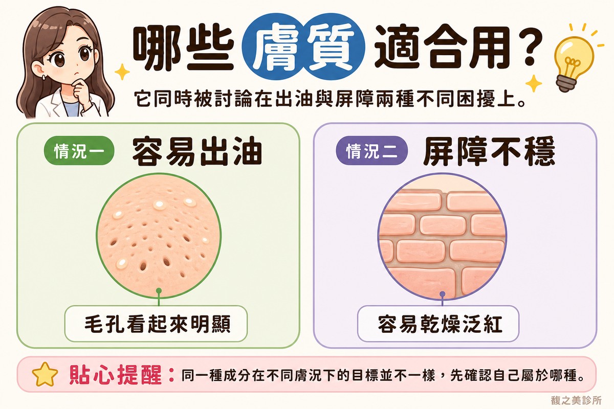 哪些膚質狀況比較適合考慮菸鹼醯胺