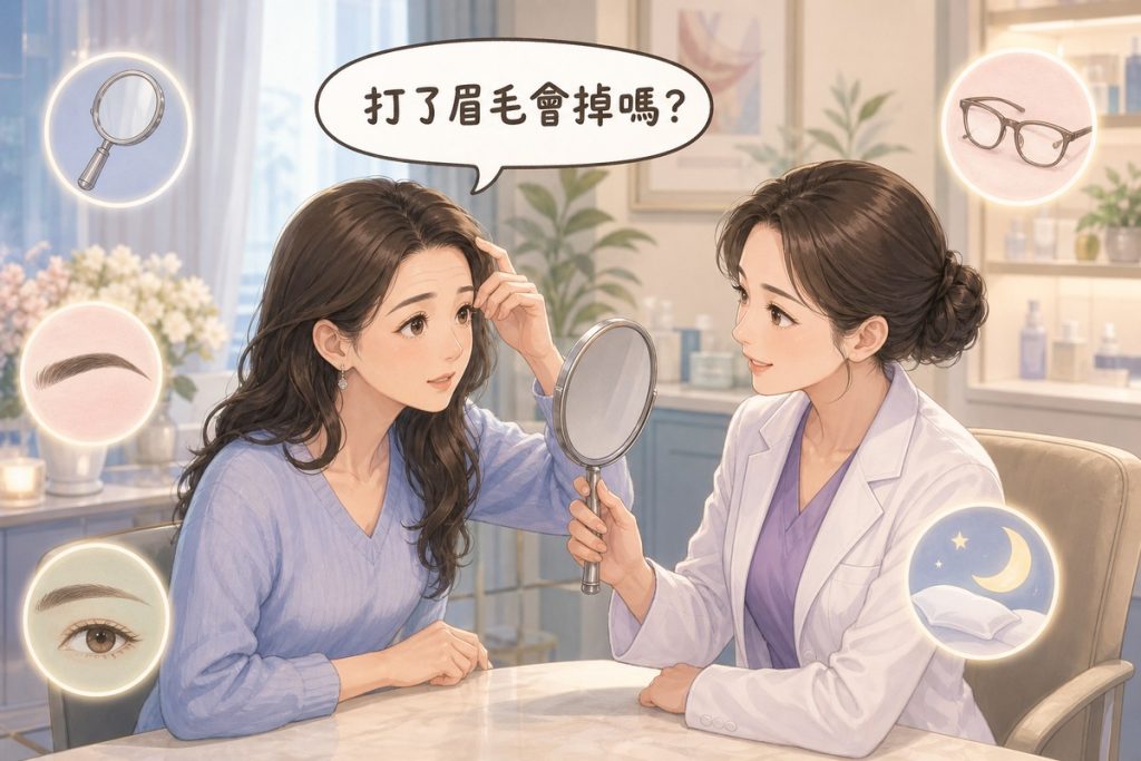 醫師拿鏡子讓患者看自己的抬頭紋