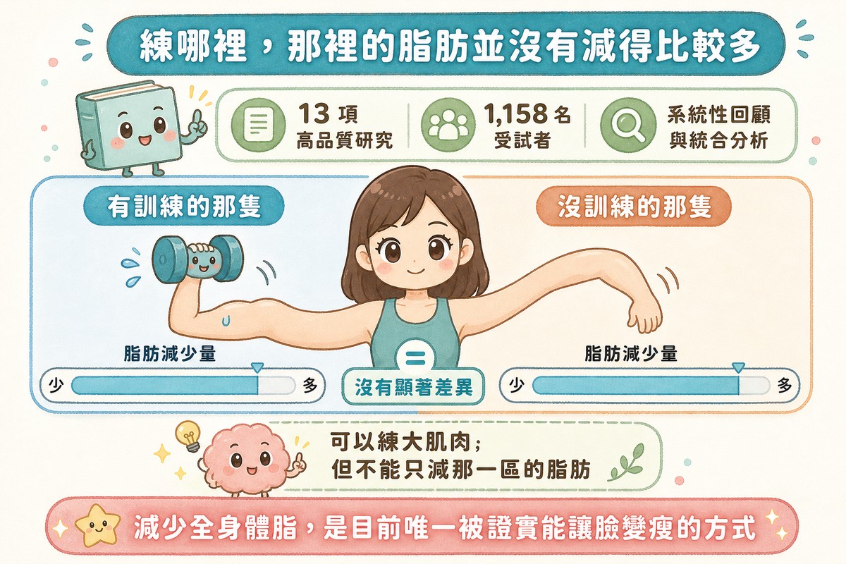 統合分析顯示受訓與未受訓肢體脂肪減少沒有顯著差異