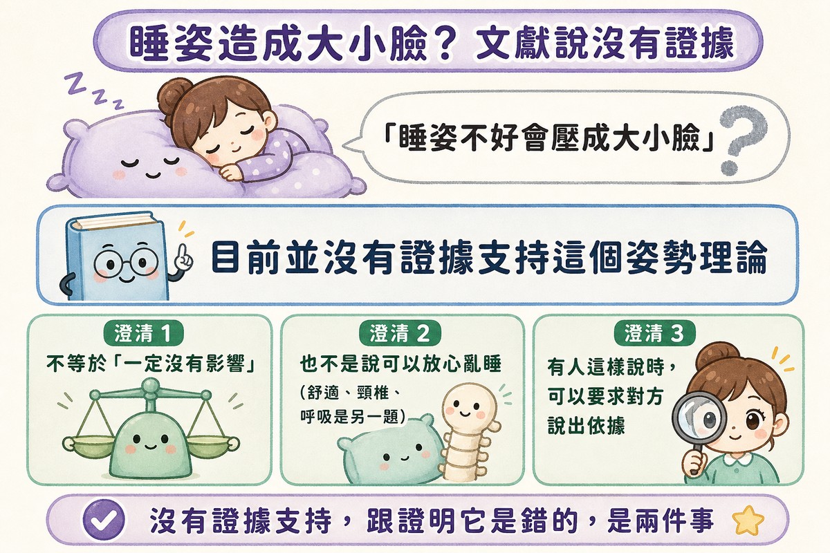 睡姿造成大小臉這個說法的證據狀態說明