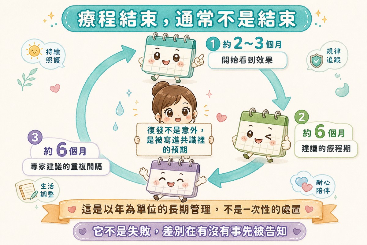 淡斑療程與復發間隔構成的長期循環