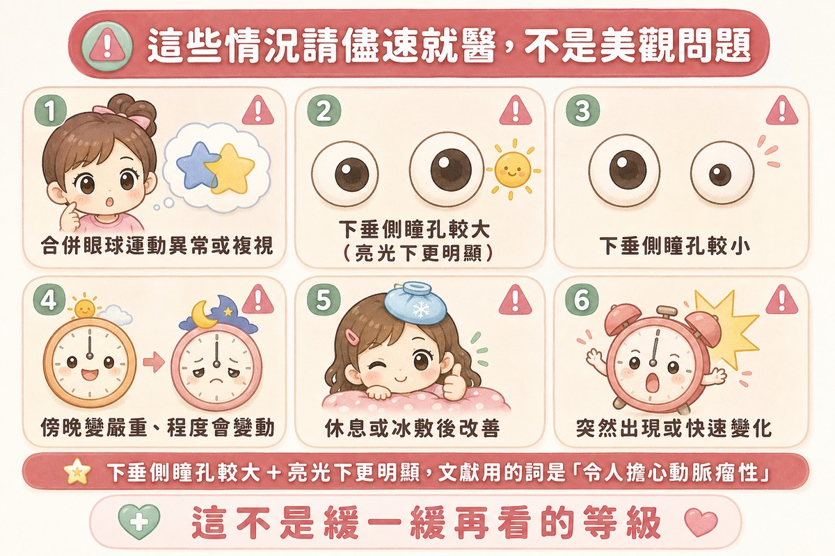 眼瞼下垂需儘速就醫的六項警訊