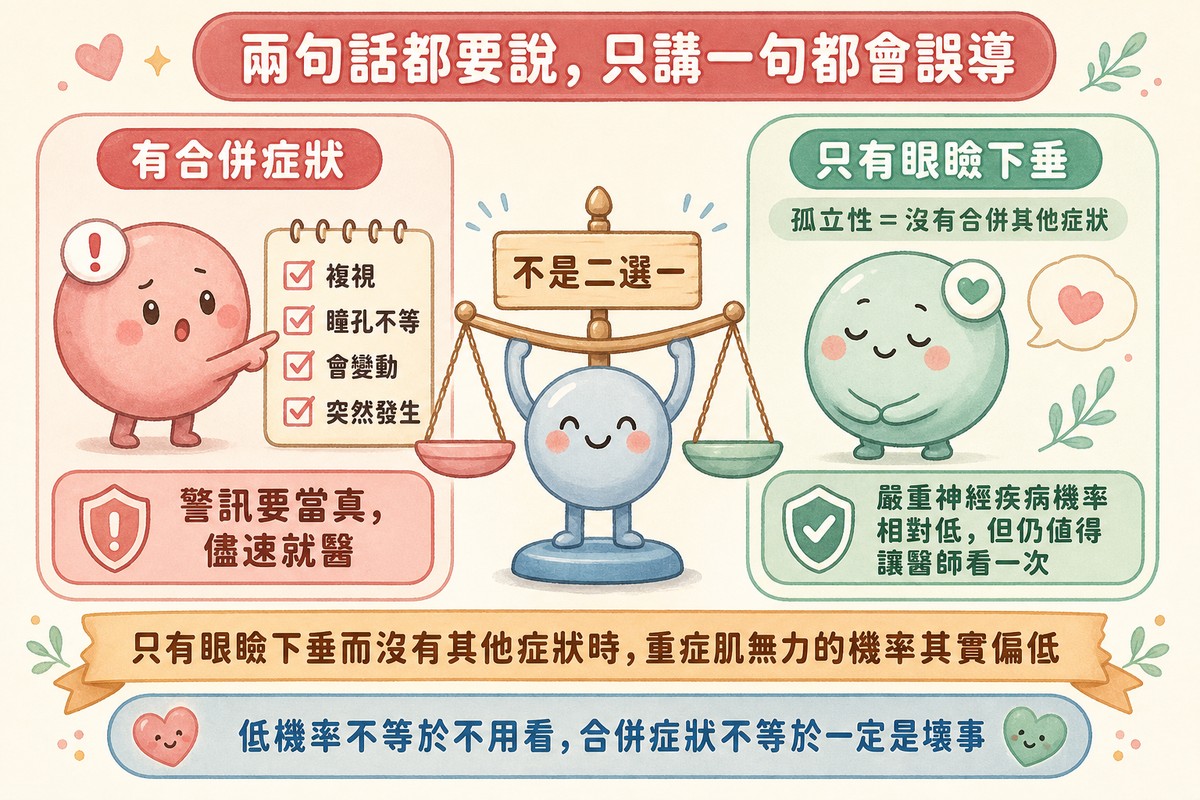 有合併症狀與孤立性眼瞼下垂的平衡對照