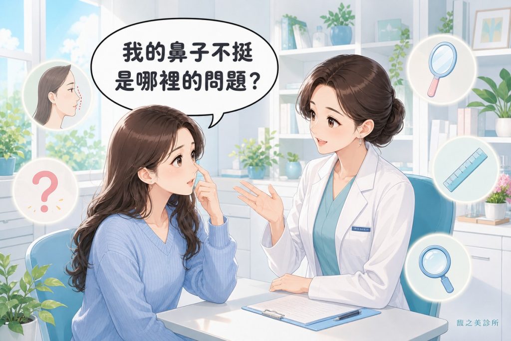 我的鼻子不挺是哪裡的問題：醫師與患者在諮詢空間討論鼻部結構