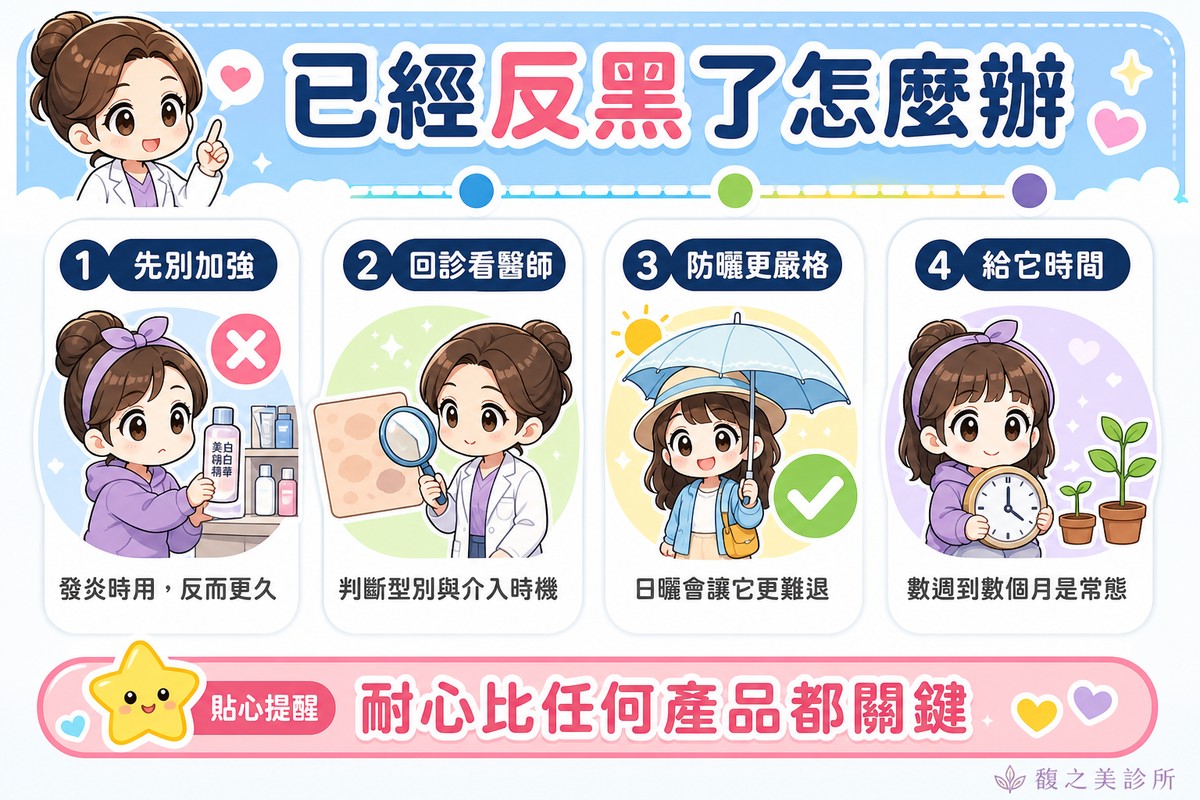 已經反黑的四個步驟：先別加強、回診看醫師、防曬更嚴格、給它時間